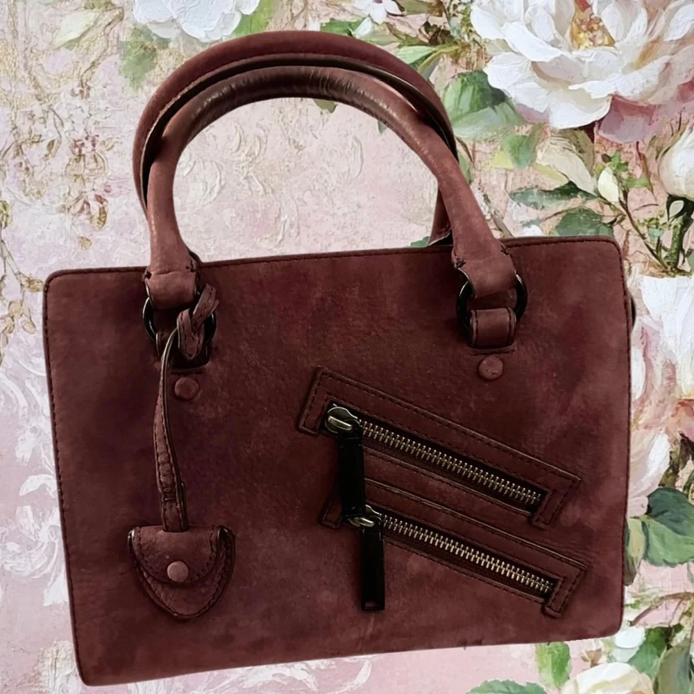 Rebecca Minkoff Small Jamie Satchel in Dark Cherry Suede